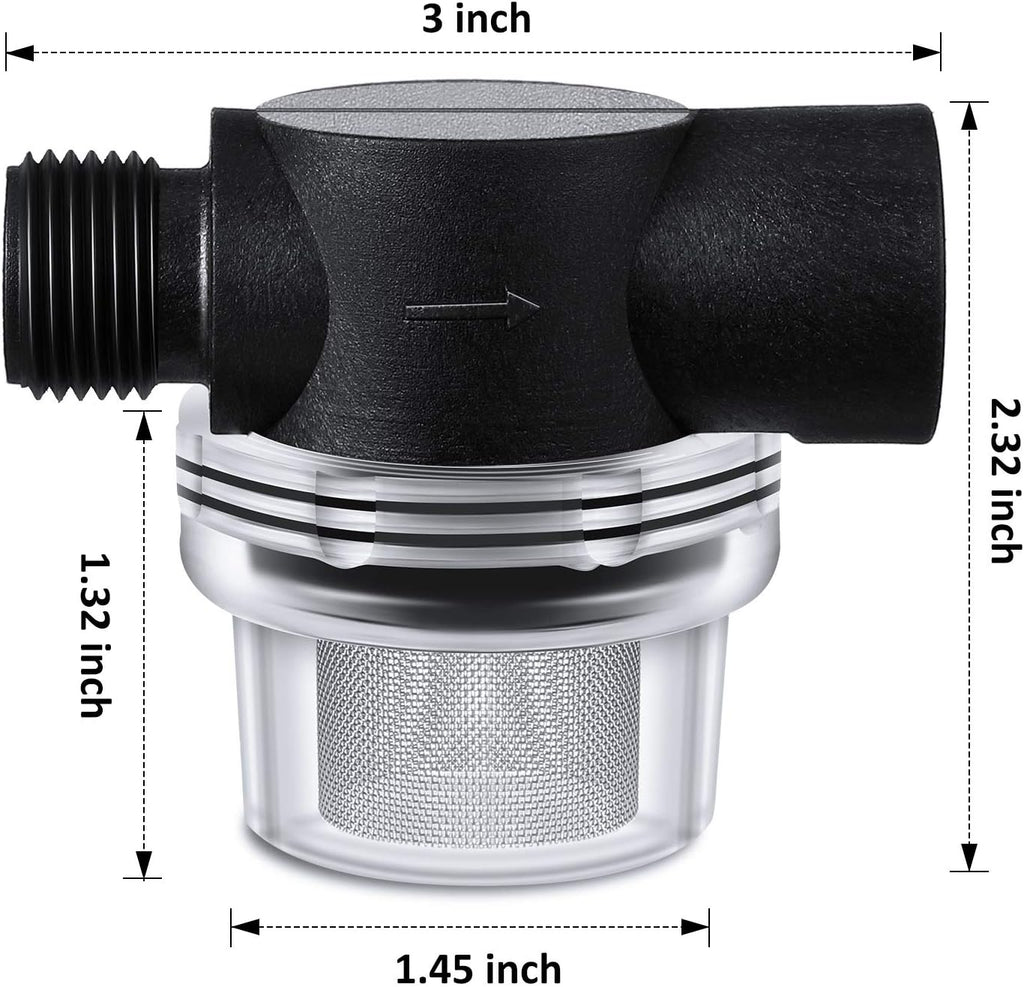 Mudder 1 Pack Water Pump Strainer Filter, RV Replacement 1/2 Inch Twist-On Pipe Strainer Compatible with WFCO or Shurflo Pumps