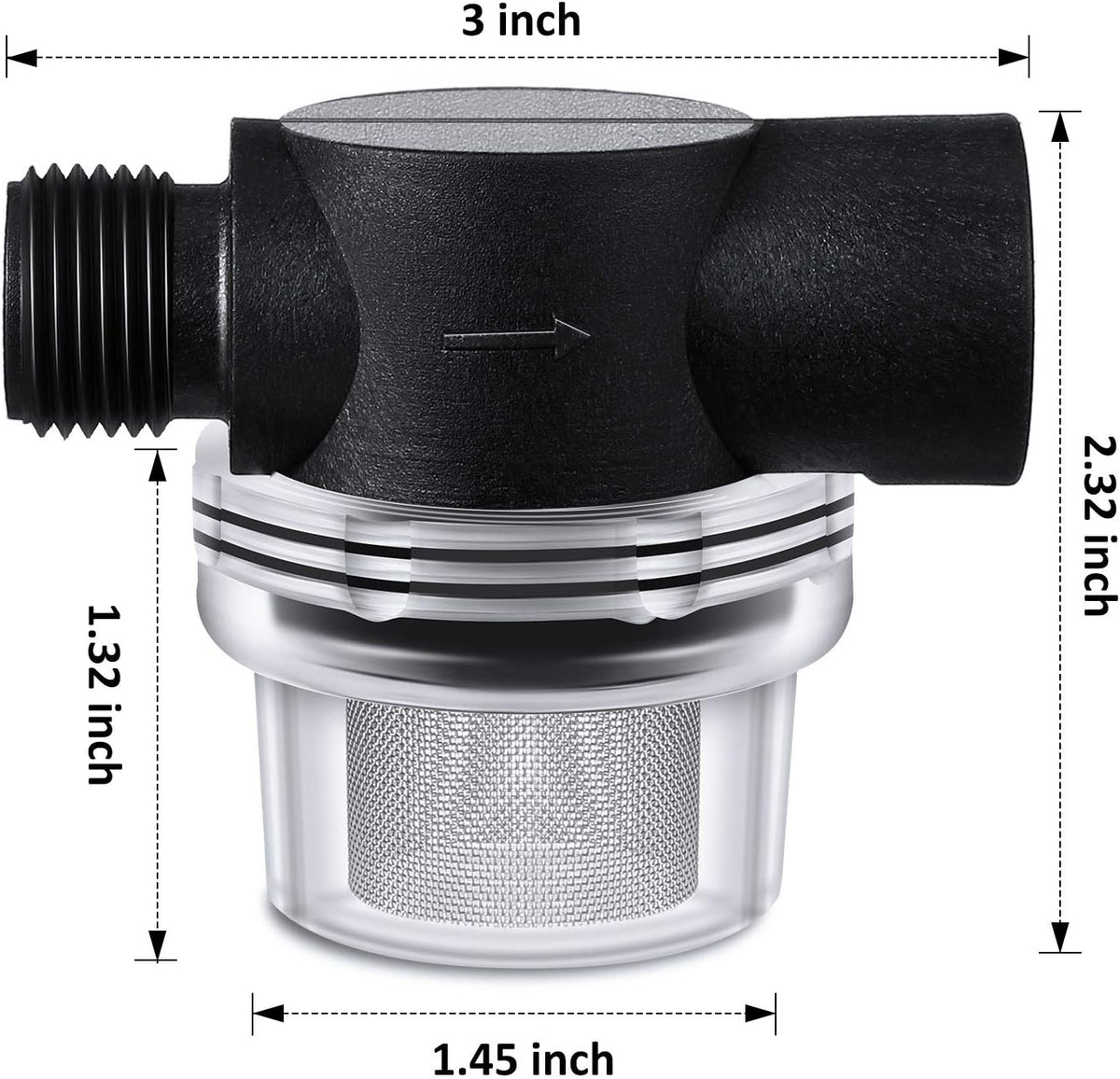Mudder 1 Pack Water Pump Strainer Filter, RV Replacement 1/2 Inch Twist-On Pipe Strainer Compatible with WFCO or Shurflo Pumps