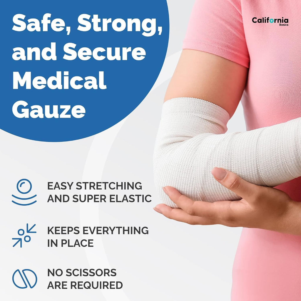 24-Pack Gauze Bandage Roll with Tape, 4 Inches x 4 Yards - Soft, Stretchable & Breathable Wrap for Wound Care, First