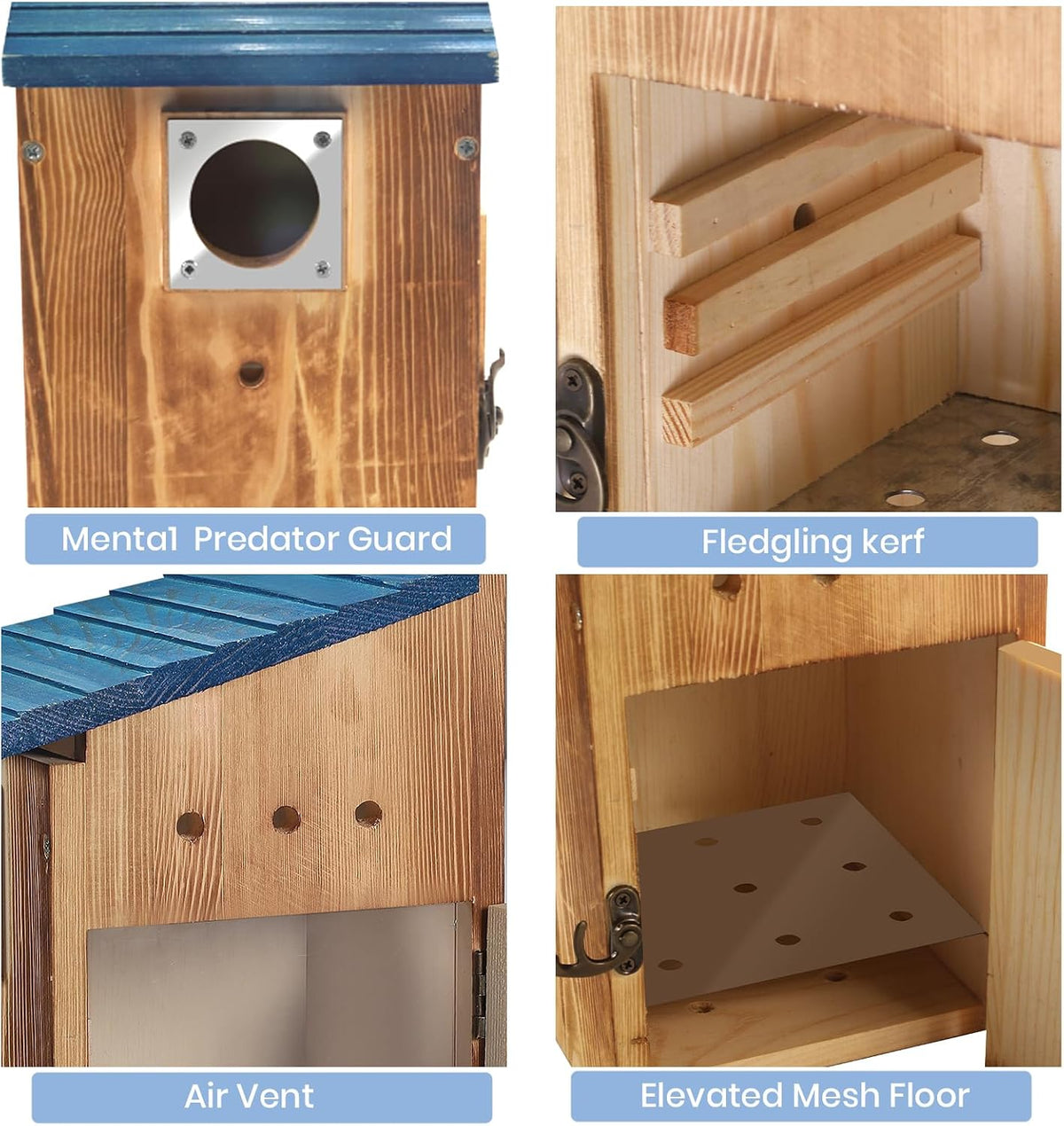 Blue Bird Houses for Outside with Gift Box - Durable Birdhouses for Outdoors with Clear View Panel & Predator Guard