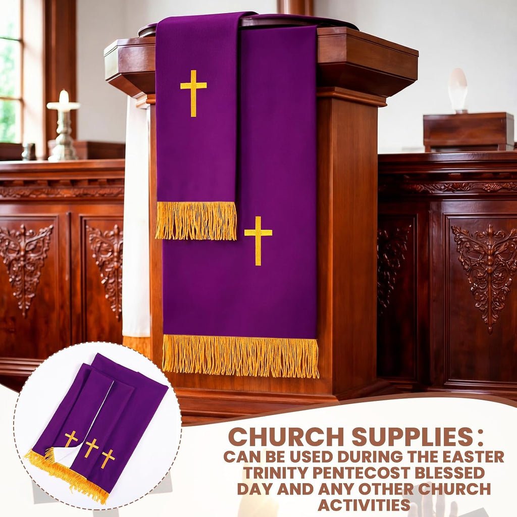 3 Set Parament Table Runner Altar Cloth Purple and White