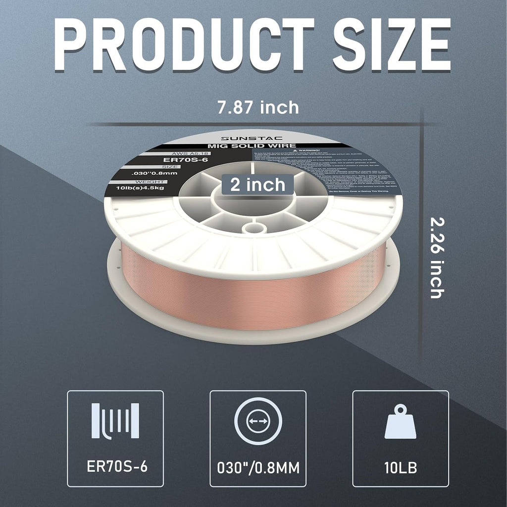 Sunstac ER70S-6 MIG Wire, .030", 10 lb Spool
