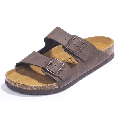 Mens Sandals,Arch Support Slides Adjustable Buckles Cork Footbed