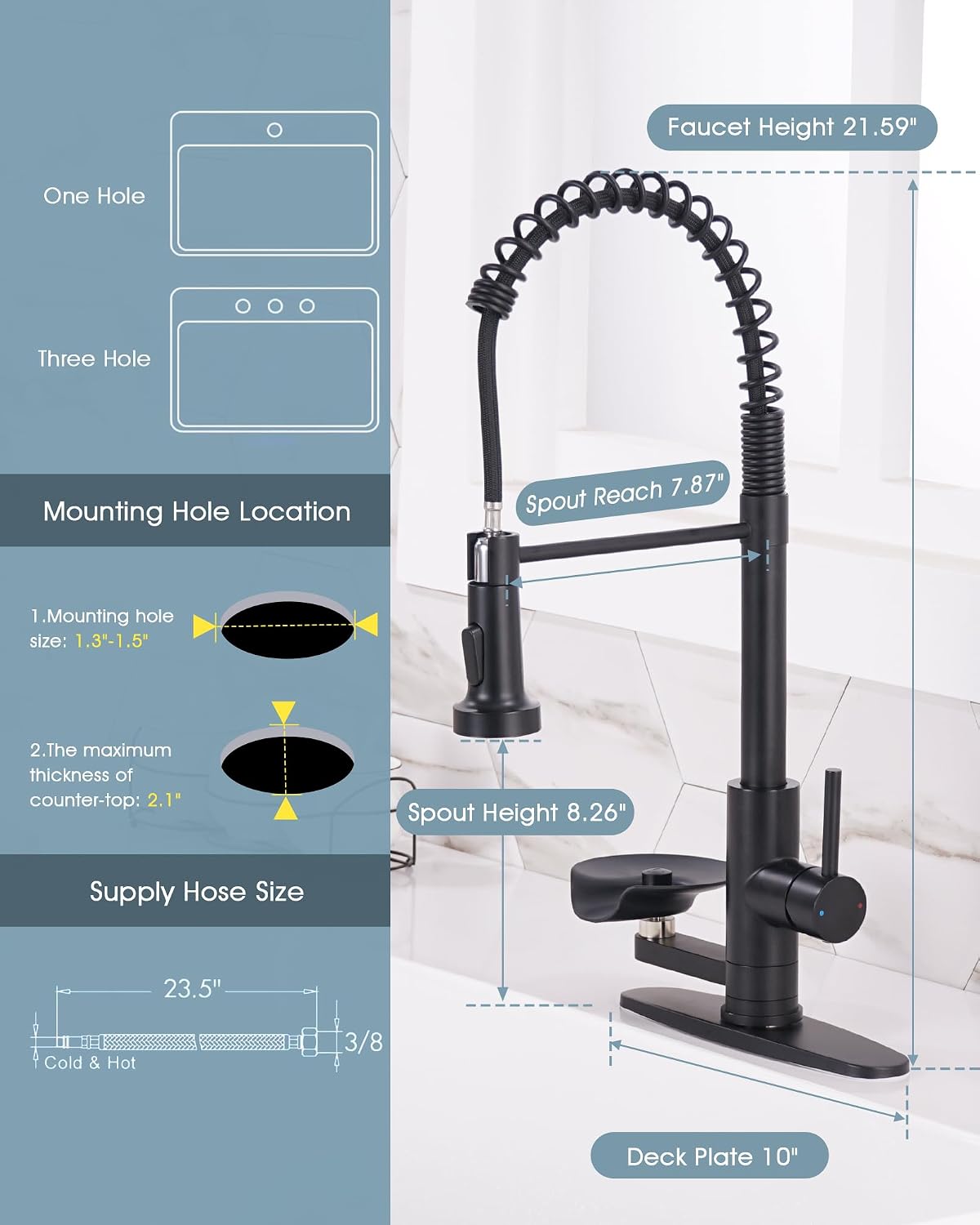 Kitchen Sink Fuacet with Glass Rinser, Single Handle Kitchen Faucet with Pull Down Sparyer, 304 Stainless Steel, Deck