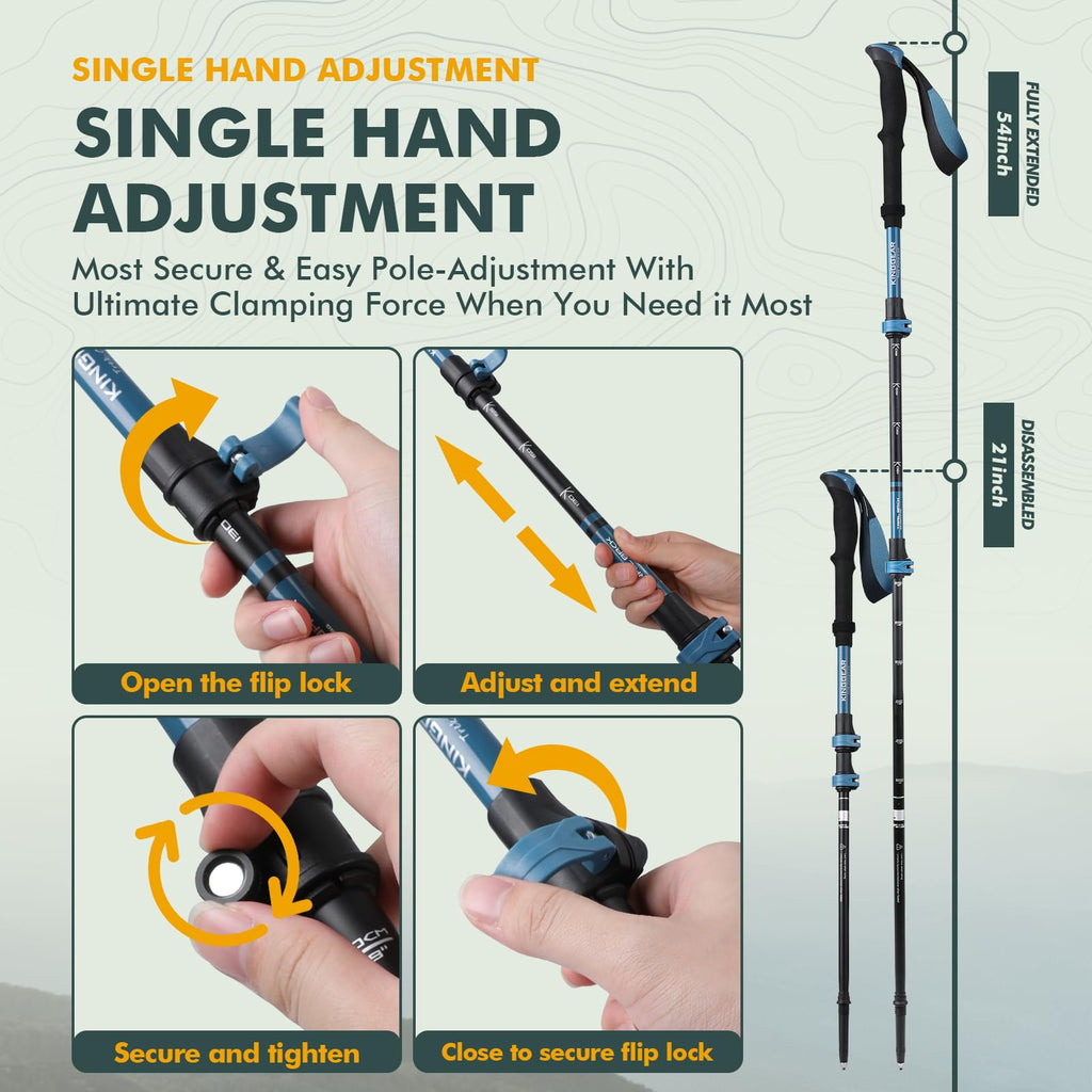 Hiking Poles 9.7oz 7075 Aluminum Adjustable 2-Pack