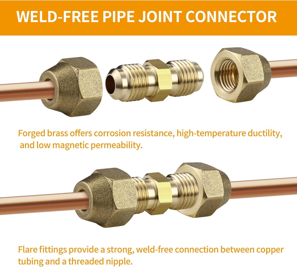 2-Pack 3/8 Inch AC Copper Pipe Extension Joint Connectors