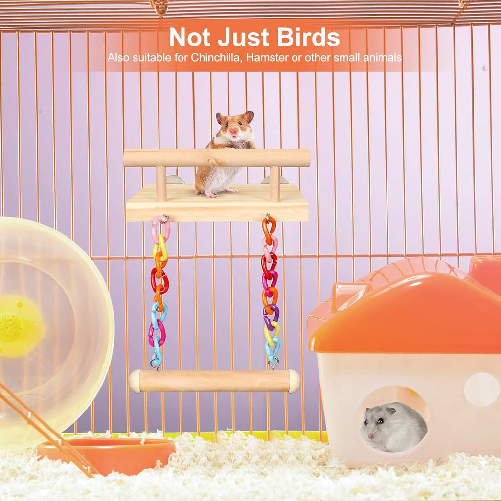 Bird Perches Cage Toys Parrot Wooden Platform Play Gyms Exercise Stands with Acrylic Wood Swing Ferris Wheel Chewing
