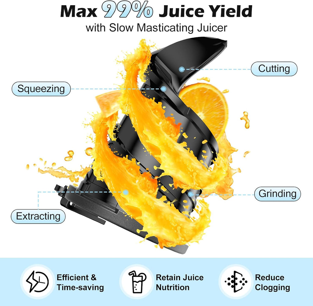 Juicer Machines with 5.8" Large Chute, 2-in-1 Cold Press Juicer for Whole Vegetables Fruits 400W, Masticating juicer