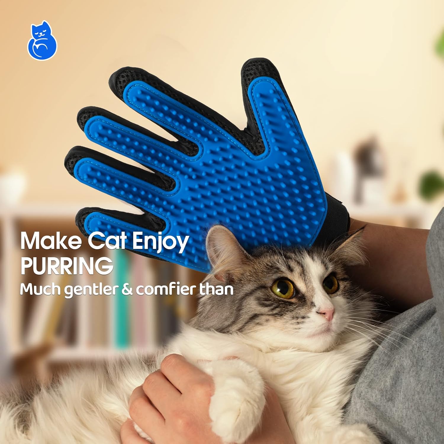 Upgrade Efficient Pet Hair Remover Gloves - Gentle Shedding Brushes for Dogs, Cats & Horses with Long and Short Hair