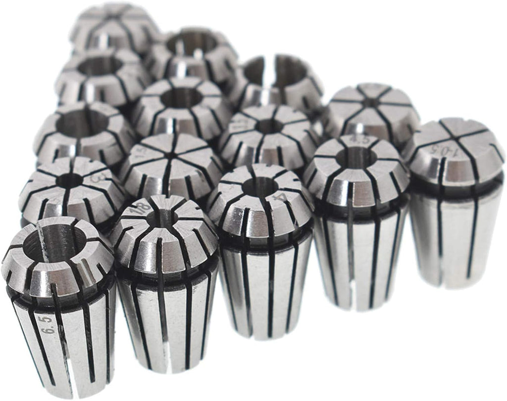findmall 15Pcs ER11 Accuracy Spring Collet Set 1-7MM and 1/8,1/4-Inch