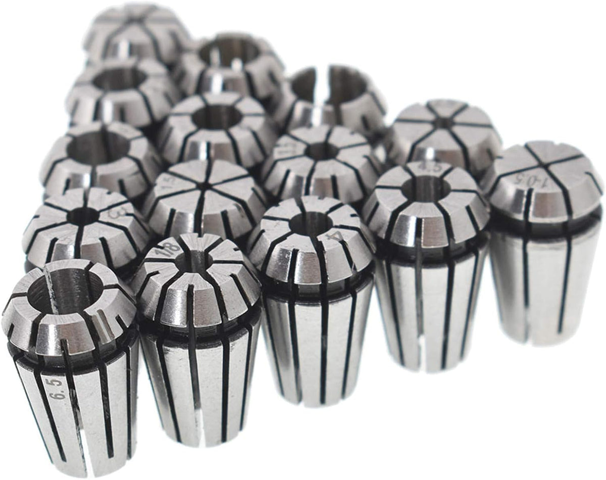 findmall 15Pcs ER11 Accuracy Spring Collet Set 1-7MM and 1/8,1/4-Inch