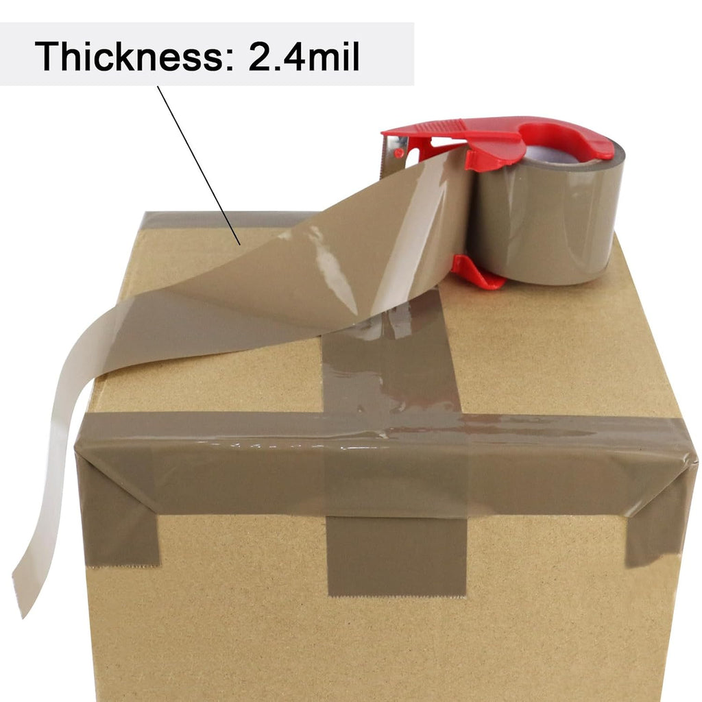 Packing Tape with dispencer Noiseless Brown Packaging Tape for Shipping Moving Strong Sealing Adhesive Industrial