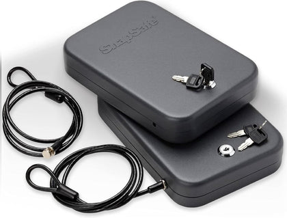 Portable Lock Box for Guns and Valuables, 2 Pack - Includes 2 Lock Boxes (Keyed Alike), 4 Keys and 1500 Pound