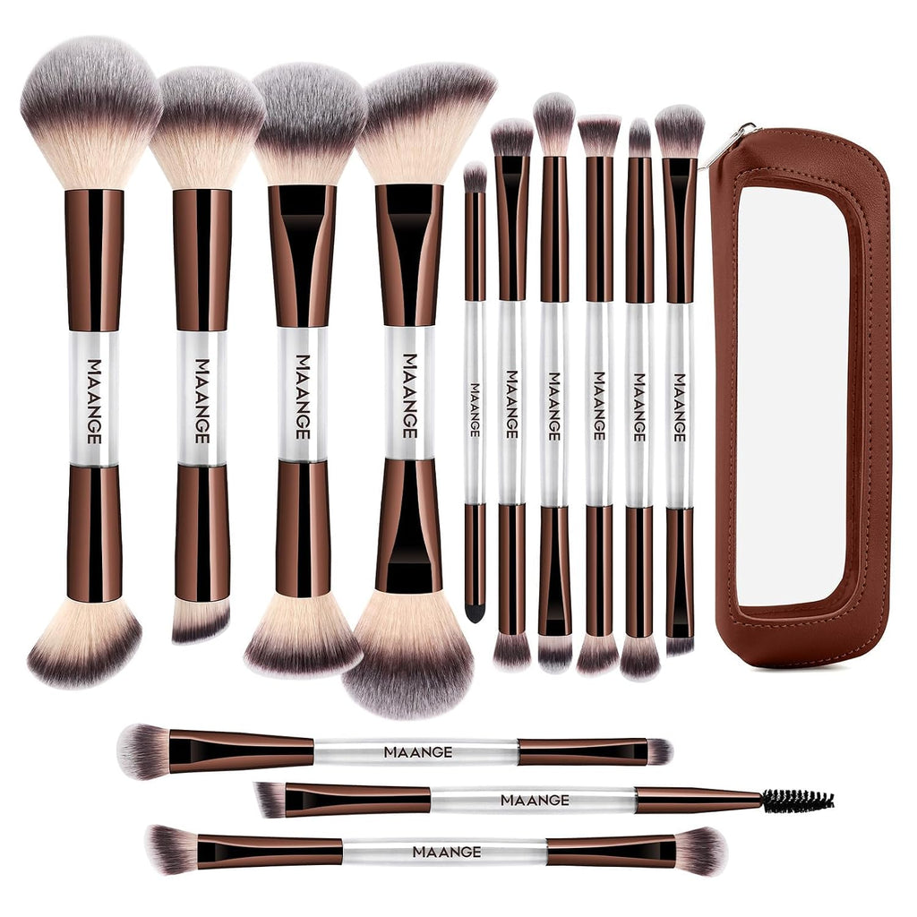 13 Pcs Foundation Makeup Brush Set With Bag, Make up Brushes, Double-End Multi Functional Makeup Brushes