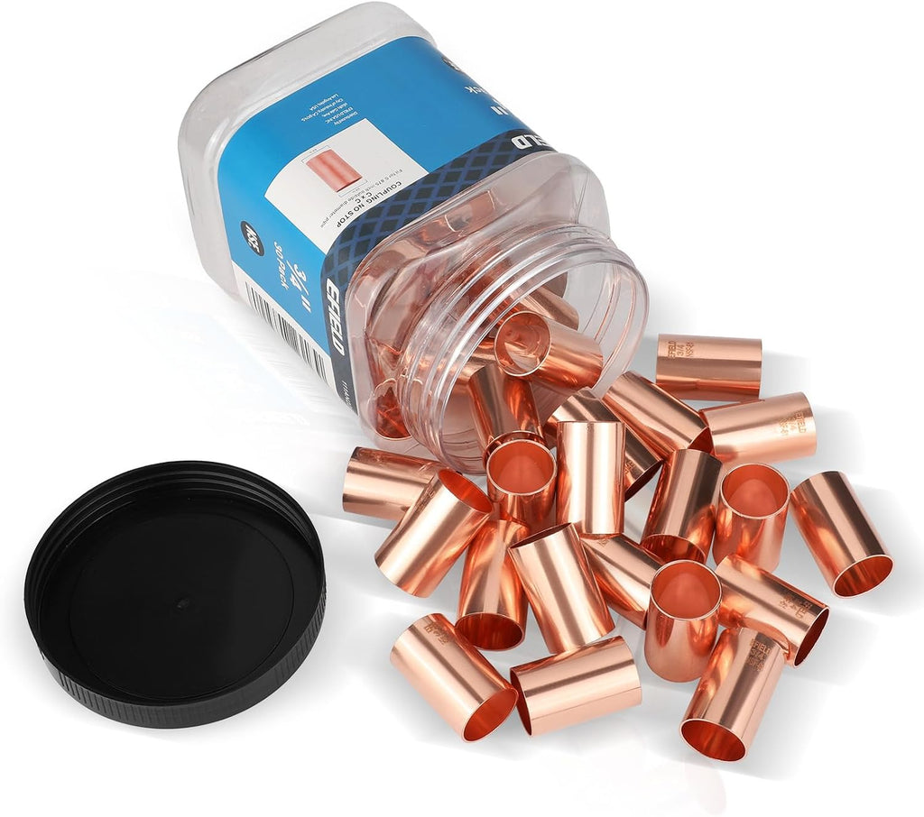 30Pcs EFIELD 3/4" X 3/4" CxC Copper Slip Coupling, No Stop(COPPER033-30)