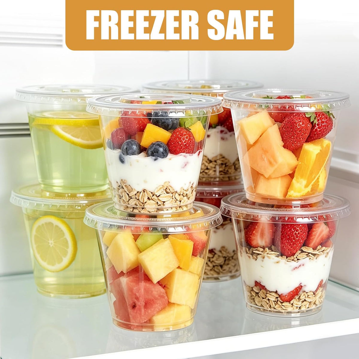 9 oz Clear Plastic Cups with Lids 50 Sets