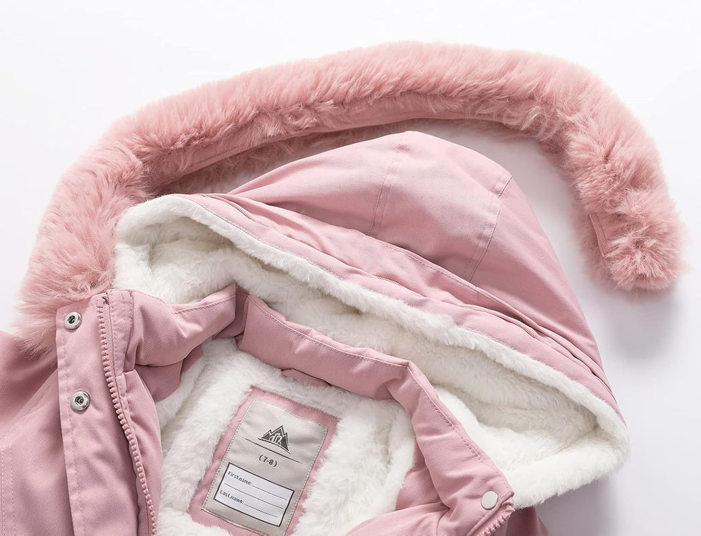 Girls Long Waterproof Winter Coat Kids Warm Hooded Parka | Waterproof puffer keeps girls dry. Fleece-lined.