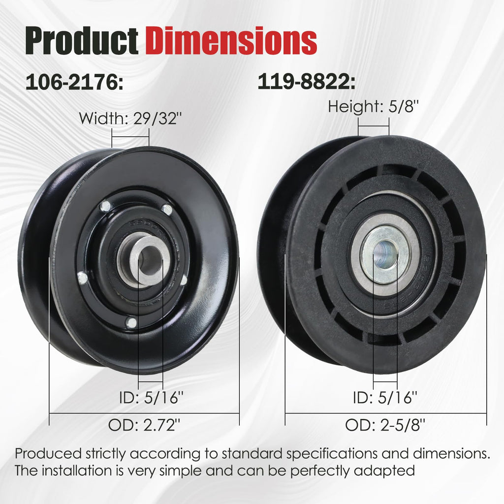 15280 Flat Hydro Drive Idler Pulley & 15718 V- Idler Pulley