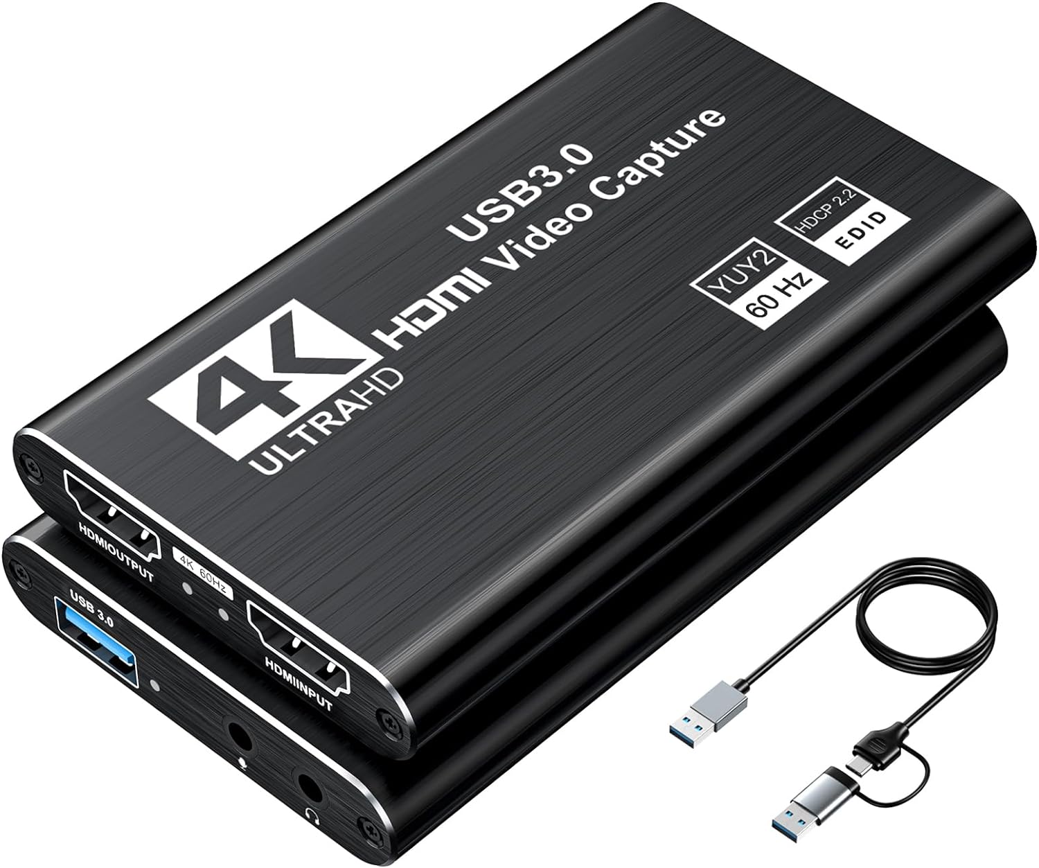 Video Capture Card, Audio Video Capture Card, USB 3.0 Capture Card 4K HDMI Loop-Out, 1080P 60FPS/2K 30FPS Video Game