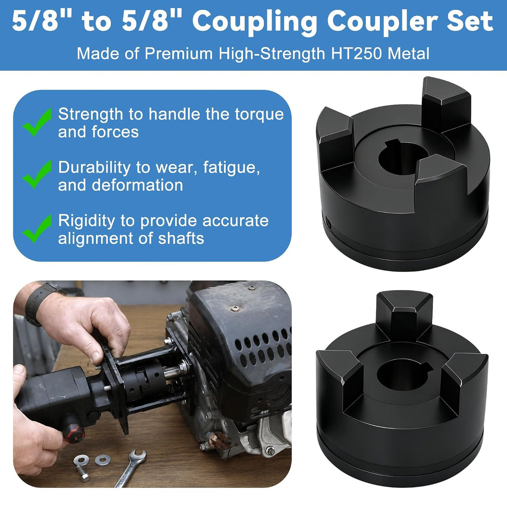 5/8" to 5/8" L095 Flexible L-Jaw Coupling Log Splitter Pump Coupler