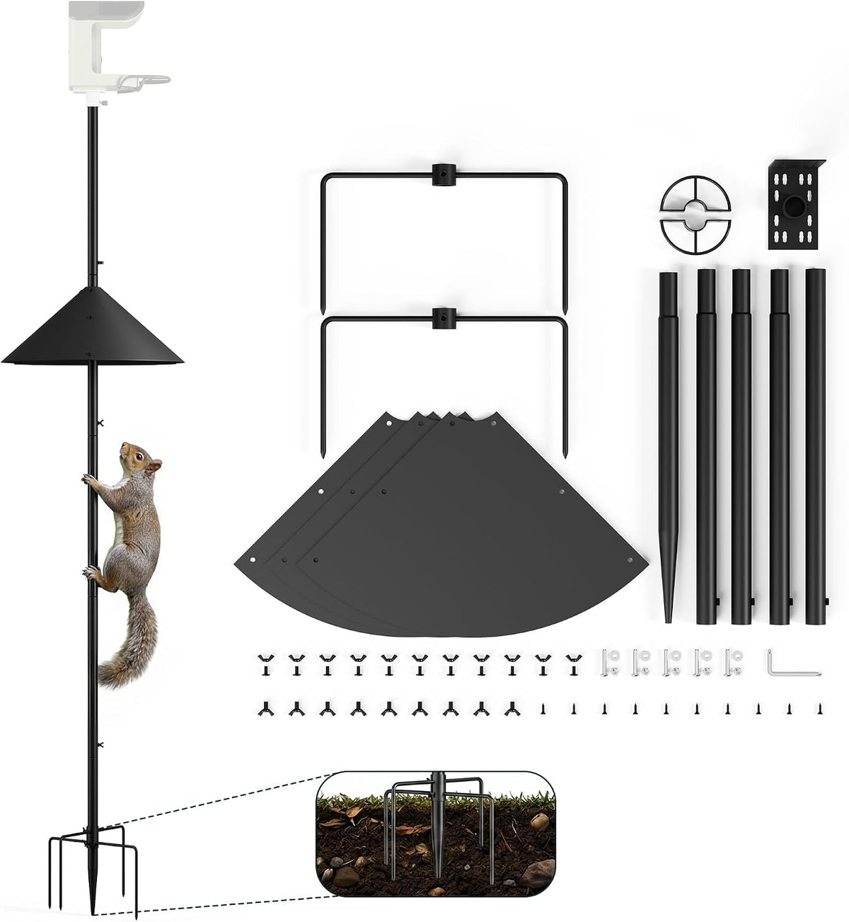 75 Inch Smart Bird Feeder Pole with Squirrel Proof Baffle
