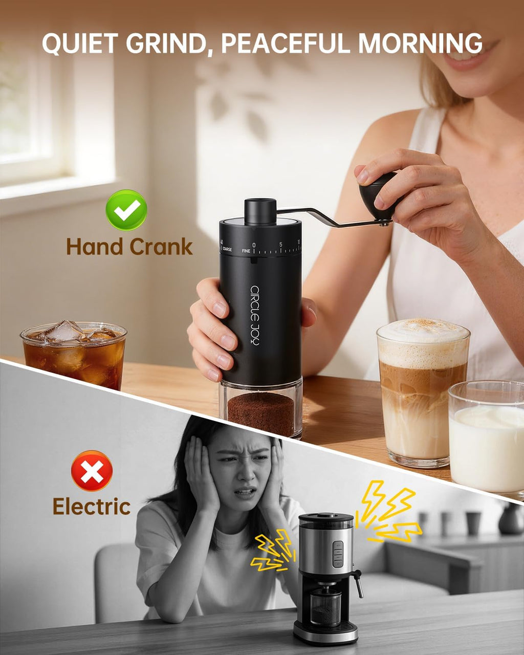 Mini Manual Coffee Grinder with 40 External Adjustable Settings and Ceramic Conical Burr, Portable Stainless Steel