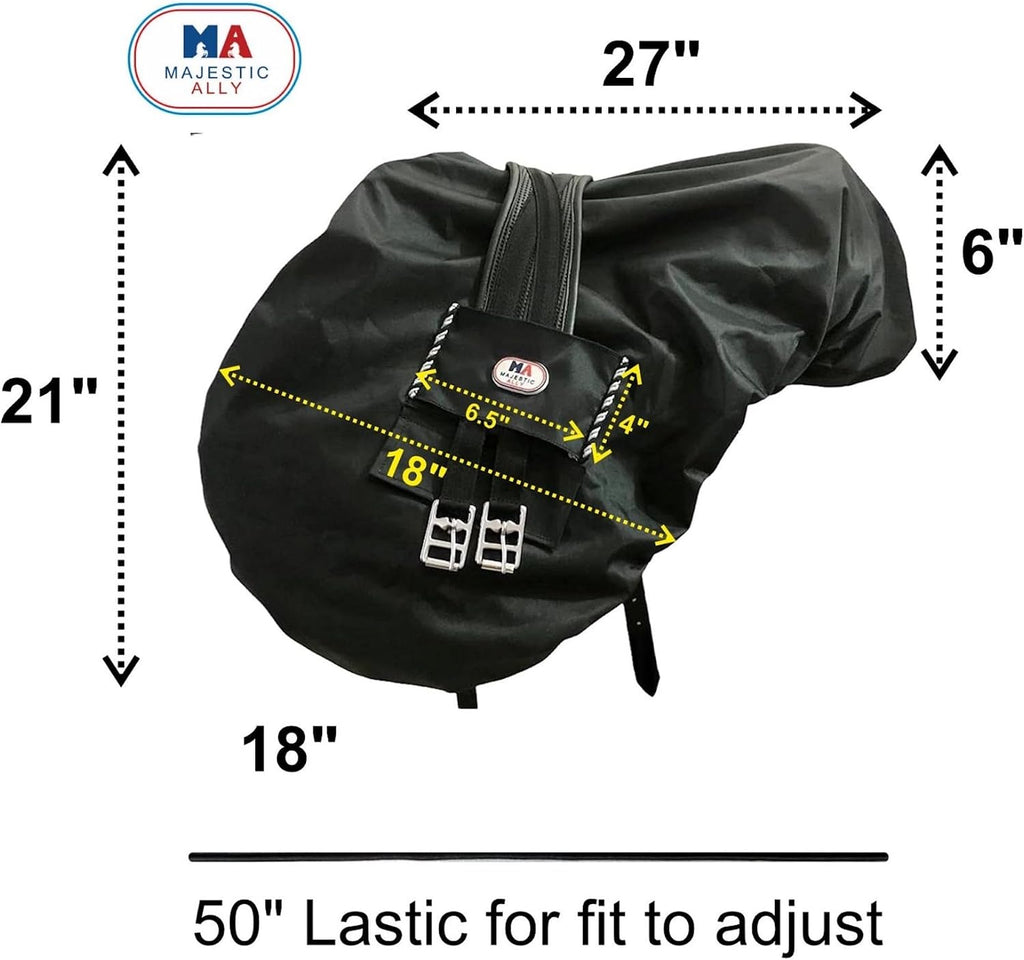 Nylon Waterproof Fleece Lined Ride On English Saddle Cover-Multiple Color (Hunter Green)