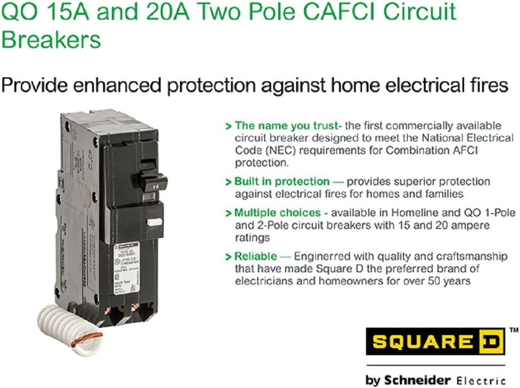 Square D - QO 15 Amp 3.5 in. Two-Pole CAFCI Circuit Breaker