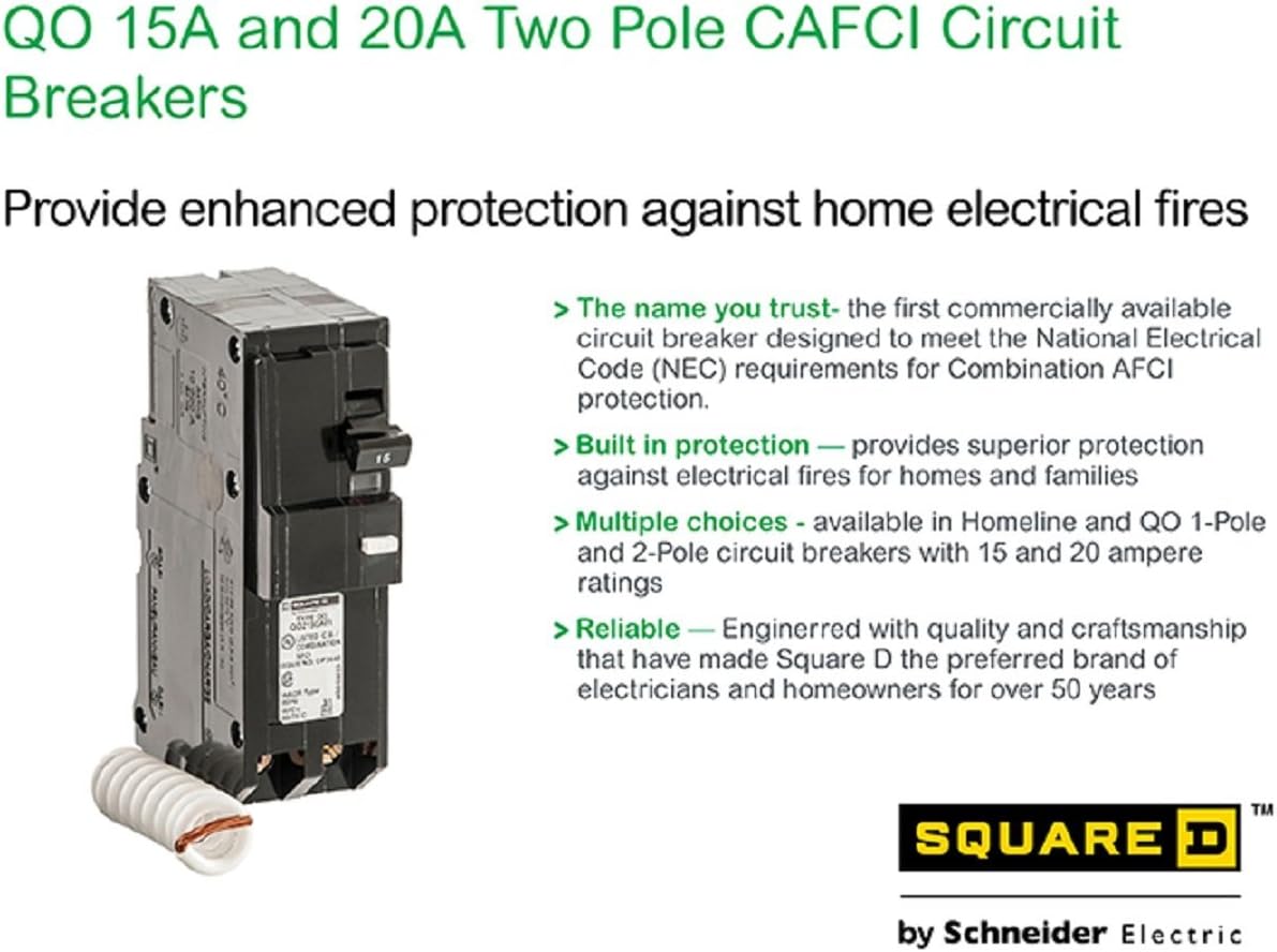 Square D - QO 15 Amp 3.5 in. Two-Pole CAFCI Circuit Breaker