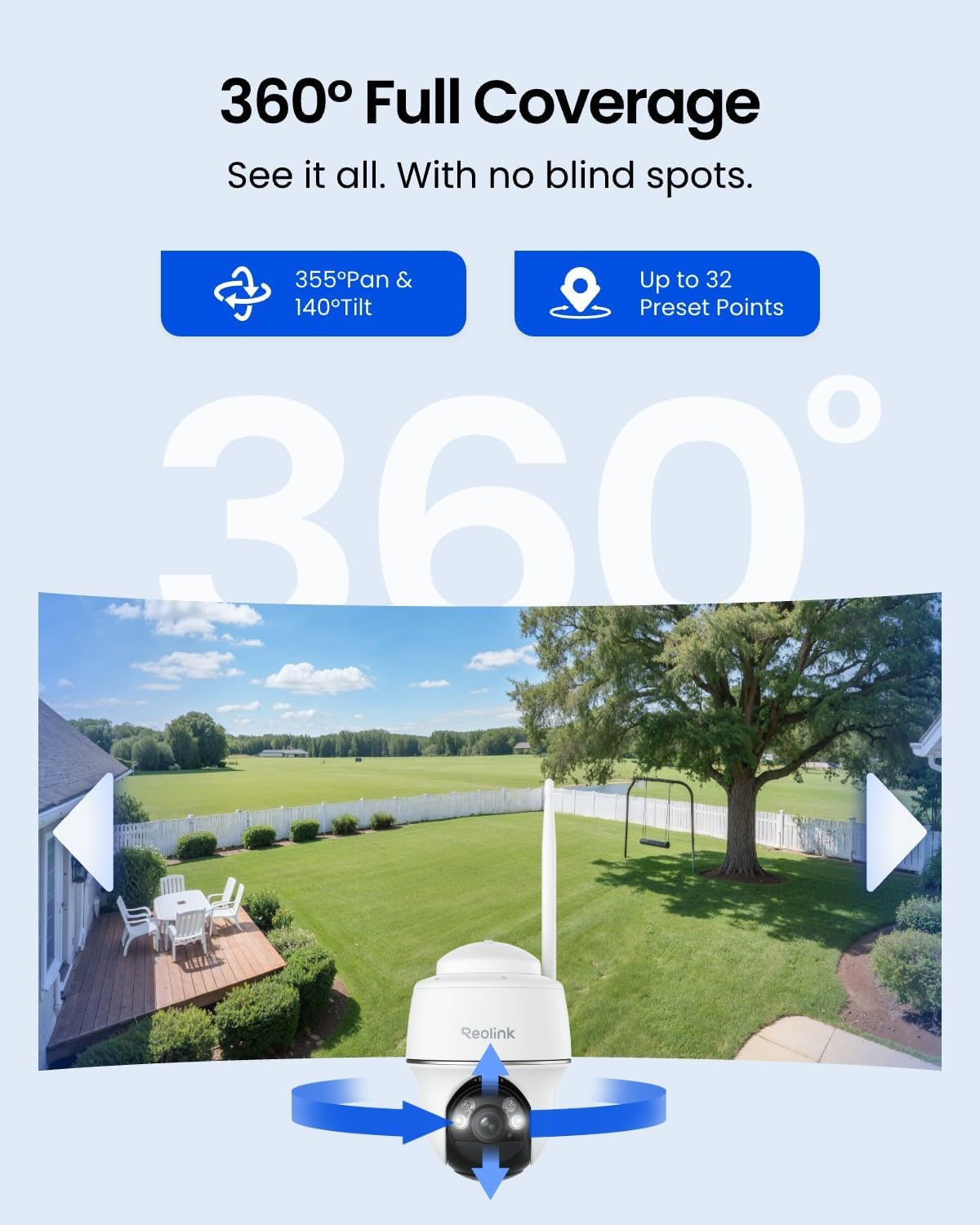 Security Cameras Wireless Outdoor, Pan Tilt Solar Powered, 5MP 2K+ Color Night Vision, 2.4/5GHz WiFi, Smart Cameras