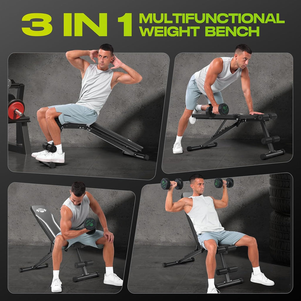 Foldable Weight Bench, ASTM-Certified 660 LBS Adjustable Workout Bench with 8 Backrest Angles, 17/20 Inch Wide Base