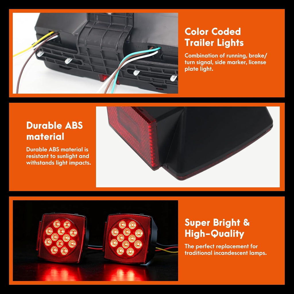 Trailer Light Kit Boat Trailer Lights Submersible LED with Wiring Harness