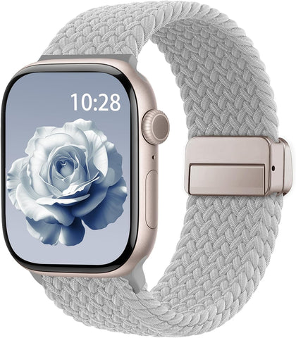 Braided Stretchy Magnetic Band Compatible with Apple Watch Bands Women Men | Soft Nylon Solo Loop 38mm 40mm 41mm 42mm