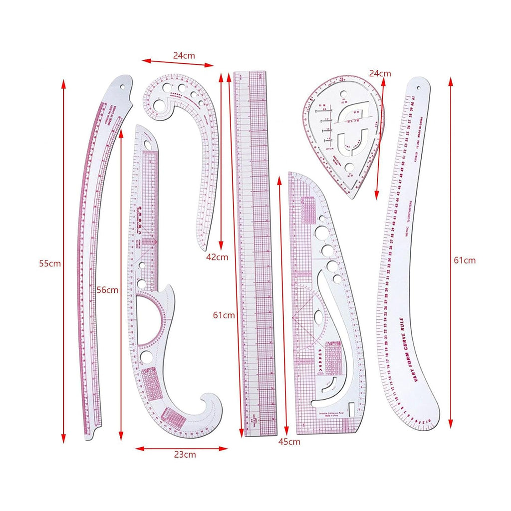 French Curve Ruler Set for Pattern Making, 11 Piece Sewing Measuring Tools, Flexible Dressmakers Rulers for Tailors