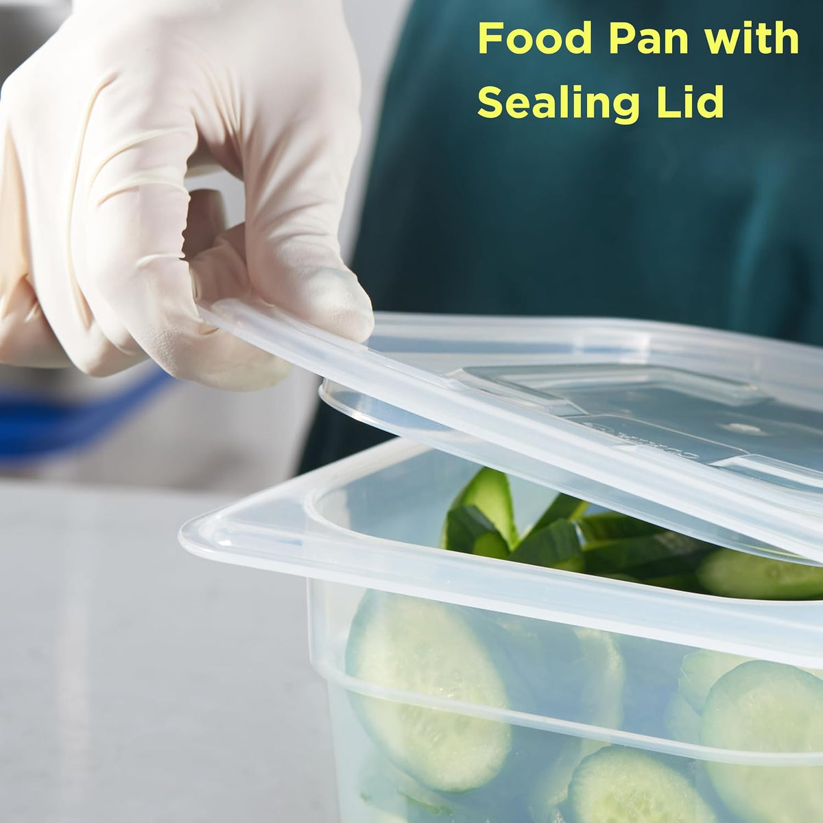 6-Pack 1/6 Size 6" Deep Food Pan with Sealing Lid – NSF Commercial-Grade Translucent Polypropylene, Stackable