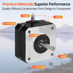 YEJMKJ Nema 17 Stepper Motor 42x23mm 0.16Nm (22.66oz·in) 0.8A 4.2Ω Bipolar