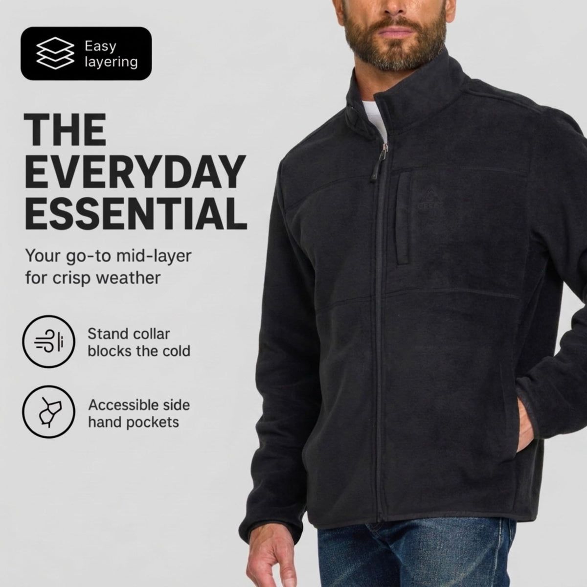 Full Zip Fleece Jacket Men - Polar Fleece Lightweight Zipper Sweater
