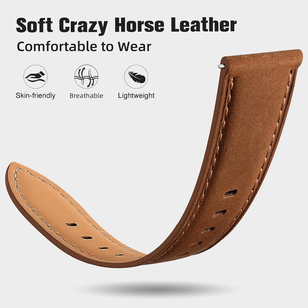 20mm 18mm 22mm Leather Band Compatible with Garmin Vivoactive 5/6/4/3 Watch Bands, Venu 4/Venu 3S/2S, Quick Release
