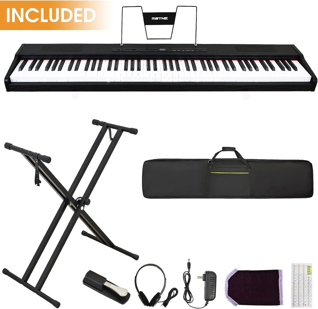 Digital Piano 88 Key Semi Weighted Keyboard, Piano Keyboard 88 Key for Beginners with Lighted Up Keys, Portable