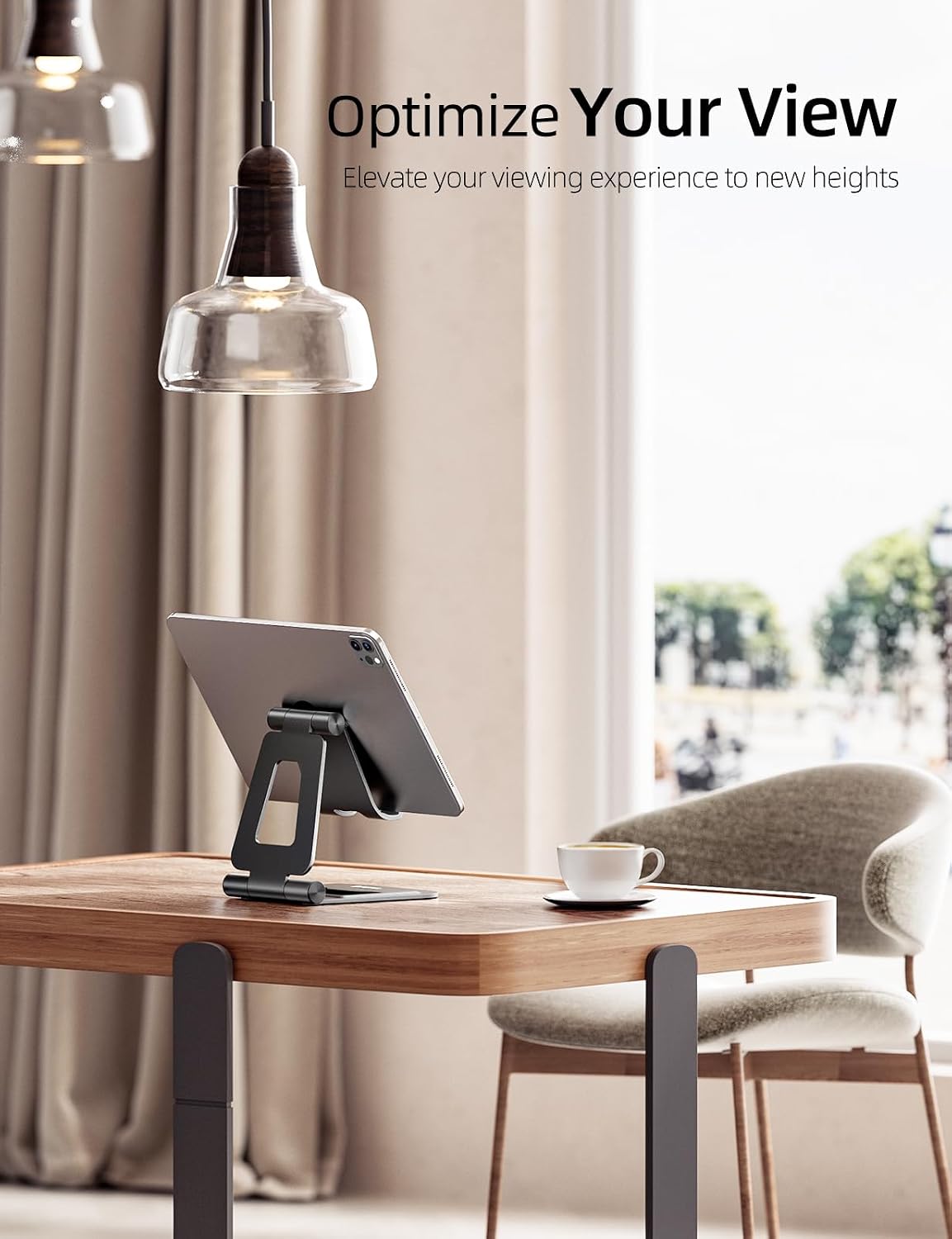 Dual Adjustable Foldable iPad Stand, Full Aluminum, Stable Support
