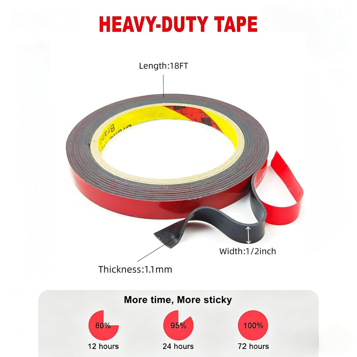 Double Sided Tape Heavy Duty 1/2in x 15.6ft Strong Adhesive Mounting Tape