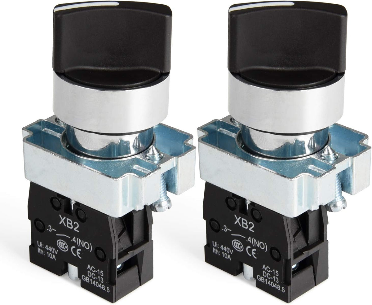 APIELE (Pack of 2) 22mm 2 Position Selector Switch Maintained 1NO XB2-10X/21 (2 Position Maintained)