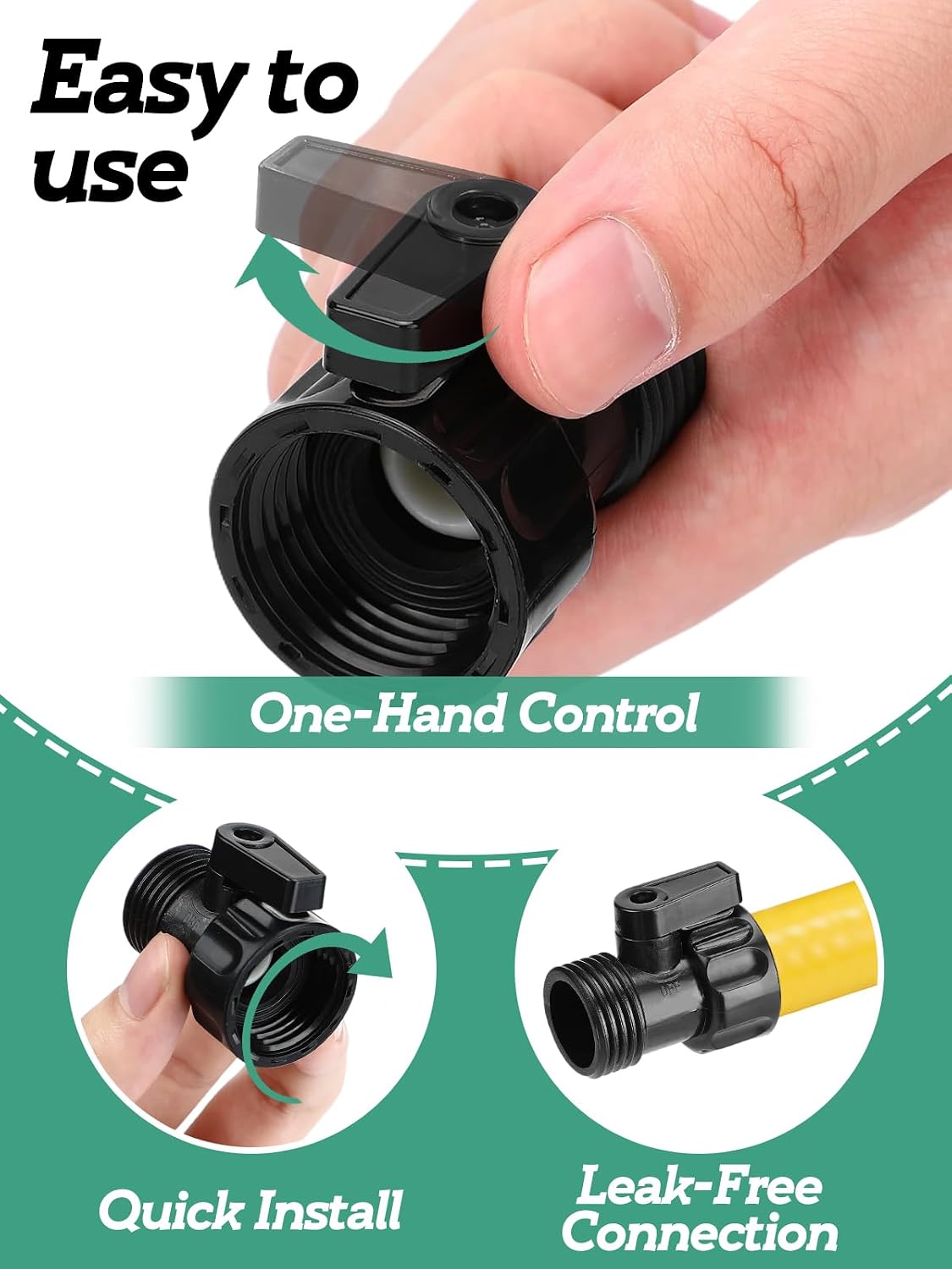 12 Pack 3/4'' Plastic Garden Hose Shut Off Valve, Garden Hose Quick Connect