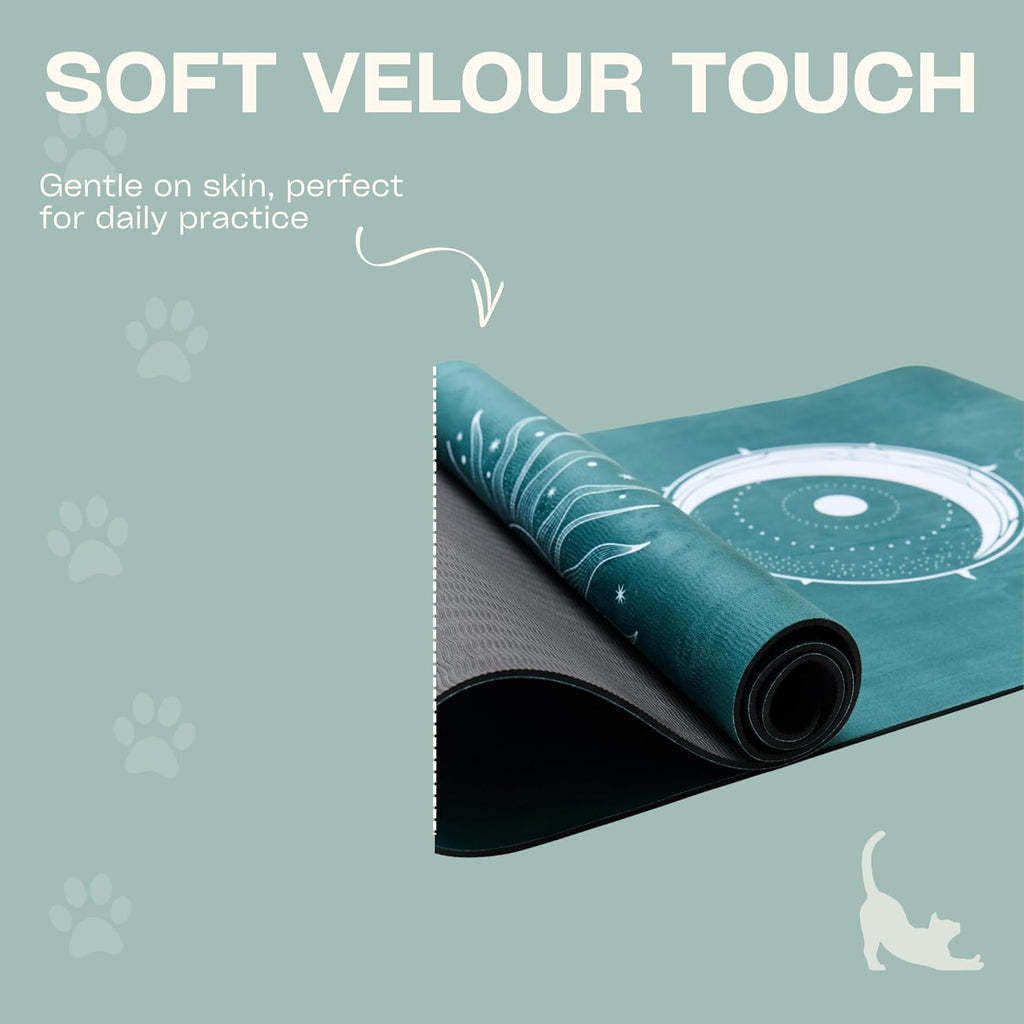 Yoga Mat With Strap 5mm Non Slip Suede & TPE - Eco-Friendly Fitness & Exercise Mat for Home Gym, Pilates, Hot Yoga