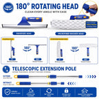 Window Squeegee Cleaning Kit with 60" Extension Pole & Rotatable Head