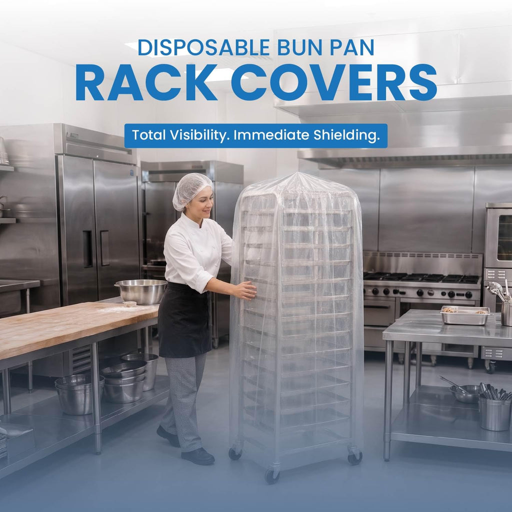 RackWrap Bun Pan Rack Covers, 53" x 80", Clear, 4 Roll of 50