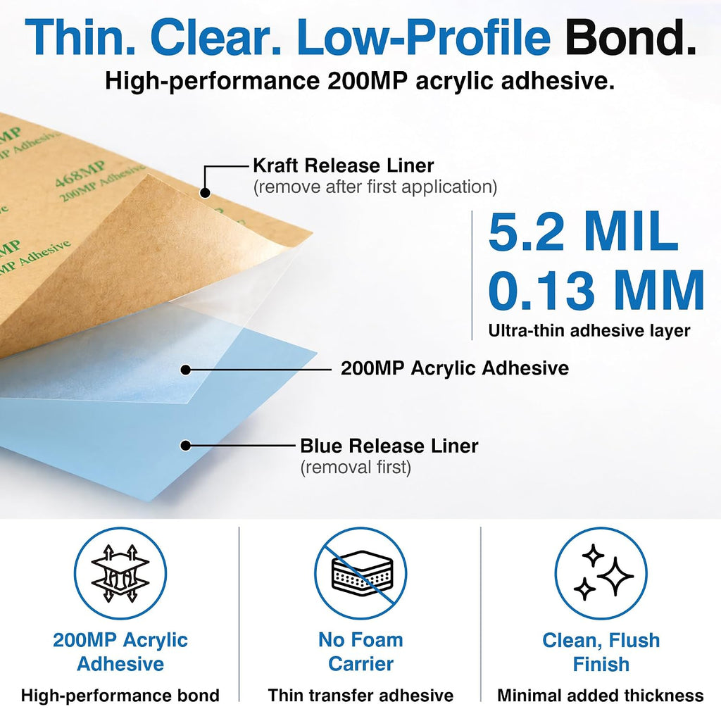 468MP Double Sided Adhesive Transfer Tape Sheets, 12" x 12", 10 Pack