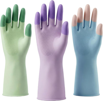 Natural latex Cleaning Gloves, 3 pairs of reusable kitchen gloves, ideal for dishwashing and household cleaning