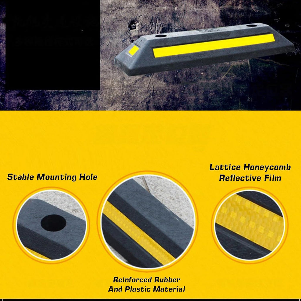 Friendly Parking Wheel Stops with Reflective Stripes,Ideal for Cars, Trucks, RVs, Trailers, and Garages, Best Curb