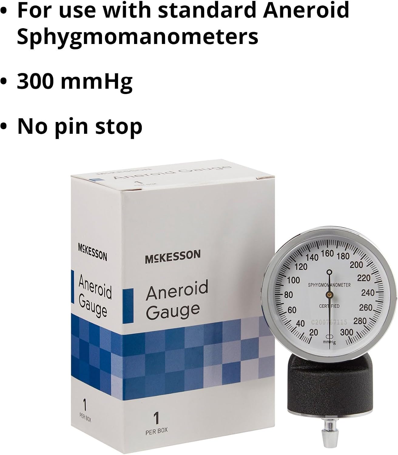 Blood Pressure Gauge for Standard Aneroid Sphygmomanometers, 1 ct | No-Pin Stop